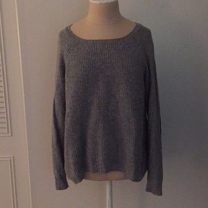 Grey Knit Sweater with Elbow Pads